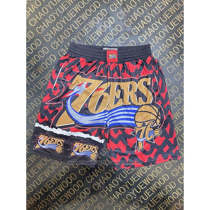Short Philadelphia 76ers Mitchell & Ness Orange Rouge Noir